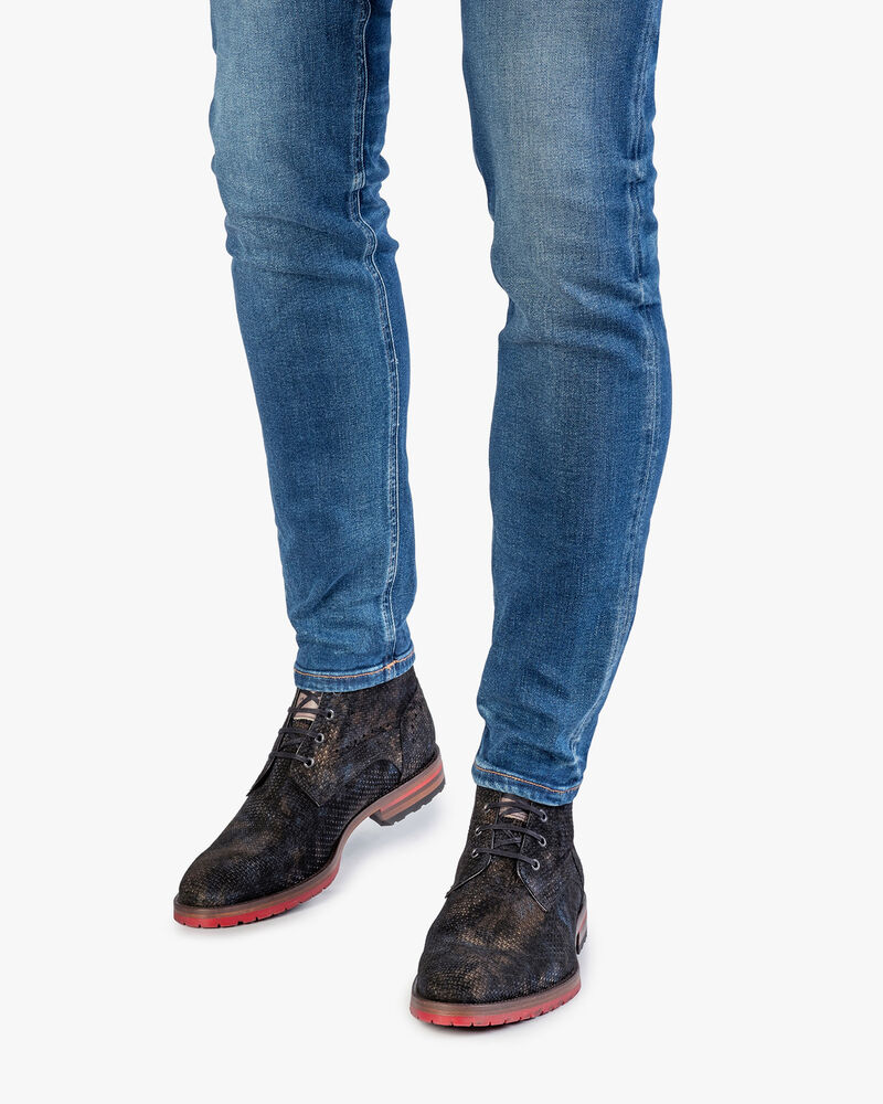 Schn&uuml;rstiefel bronze mit Print