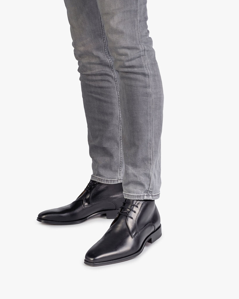 Schn&uuml;rstiefel Kalbsleder Schwarz