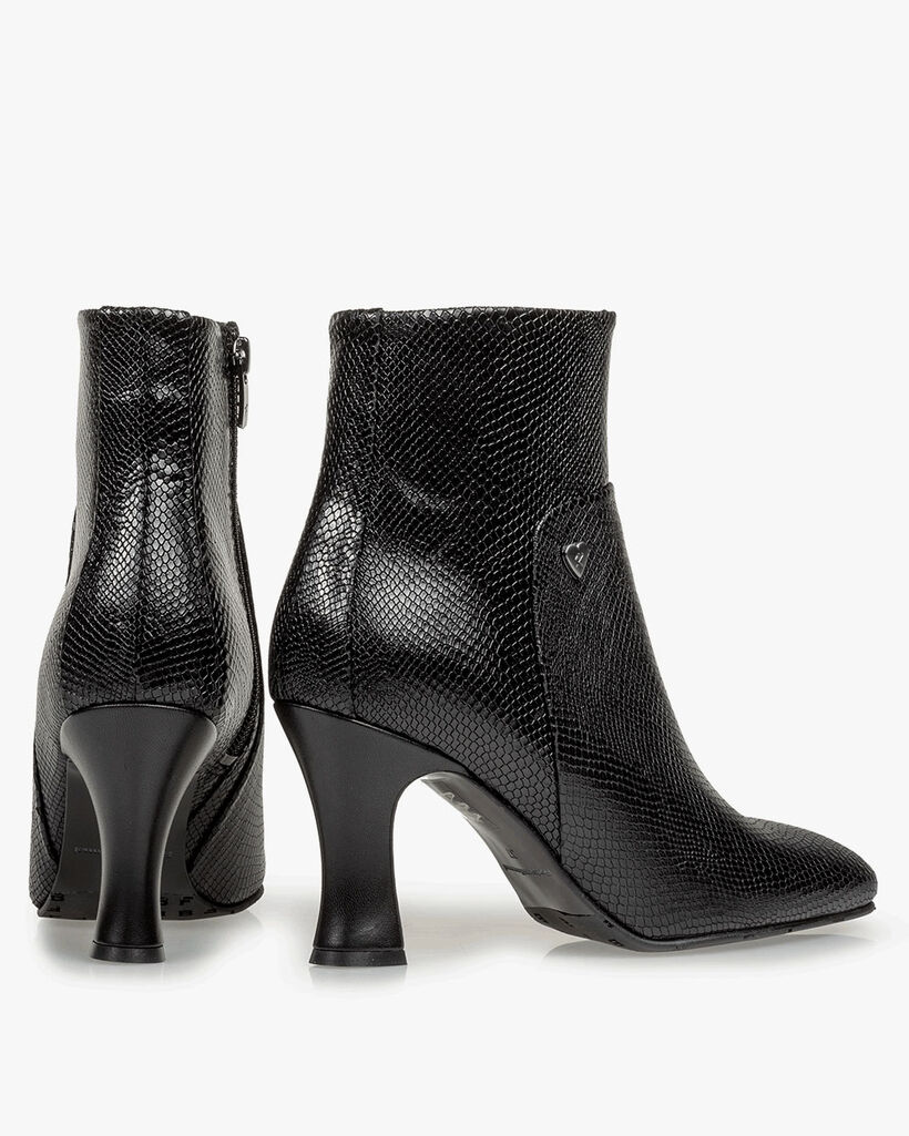 Ankle boot reptile print black