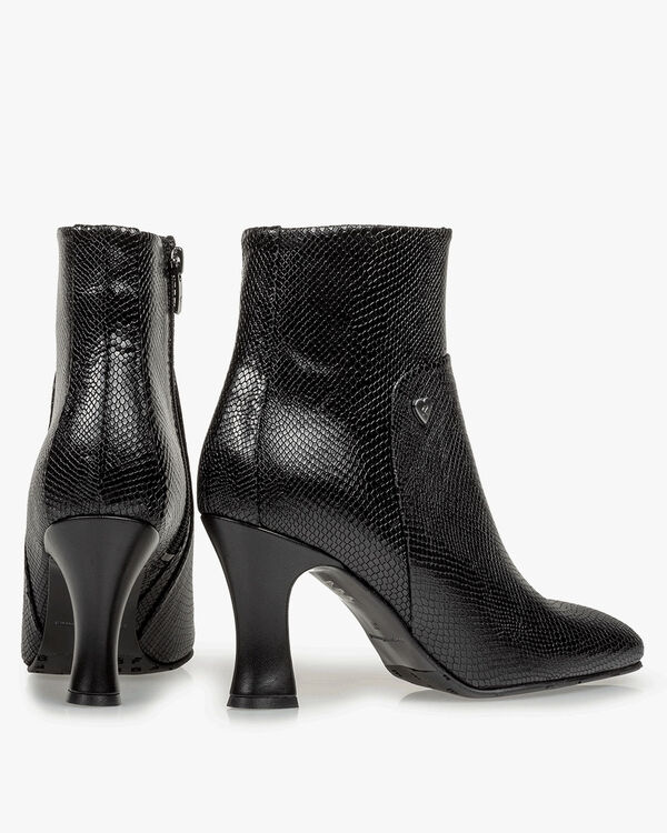 Ankle boot reptile print black