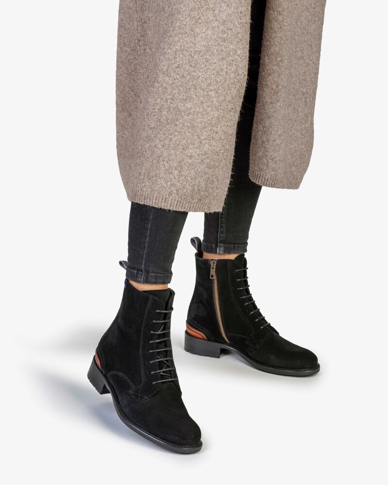 Schn&uuml;rstiefel Wildleder schwarz