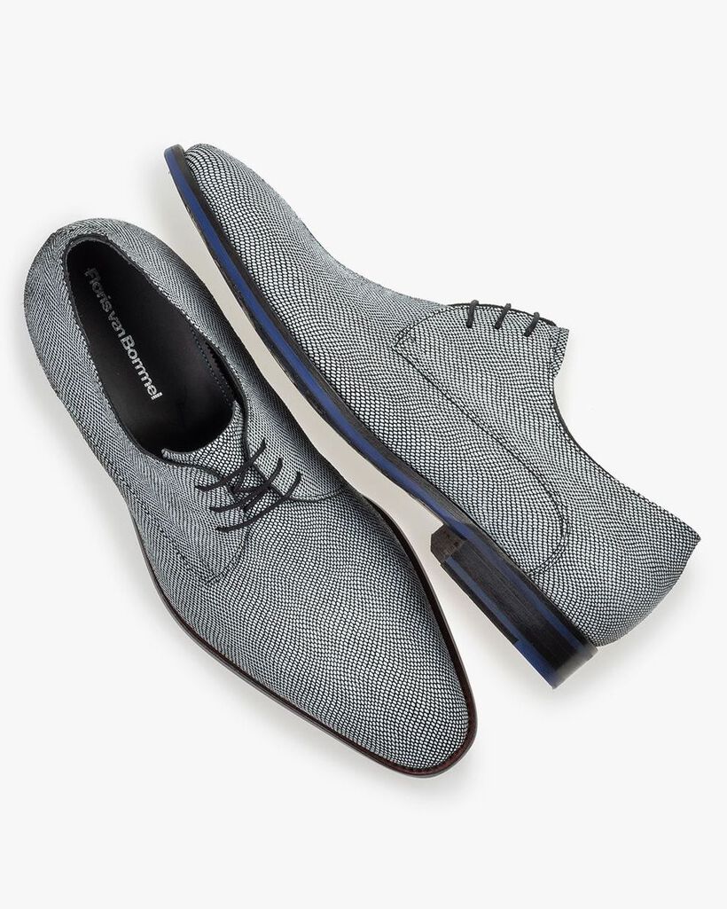 Lace shoe printed suede leather white