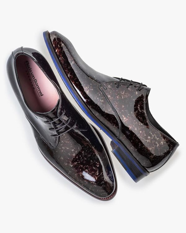 Schn&uuml;rschuh graues Lackleder