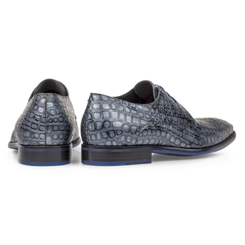 Schn&uuml;rschuh metallic blau