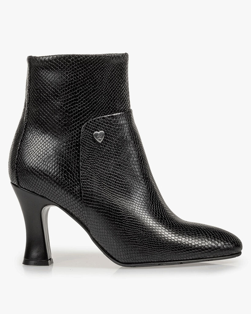 Ankle boot reptile print black