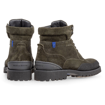 Lace boot green suede leather