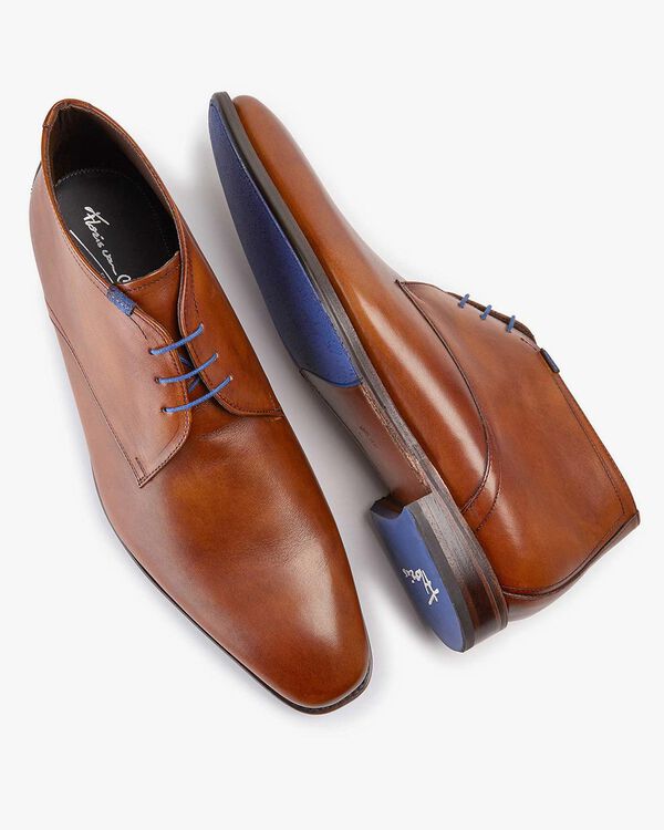 Schn&uuml;rstiefel Kalbsleder cognac