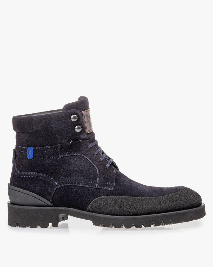 Schn&uuml;rstiefel blau Wildleder