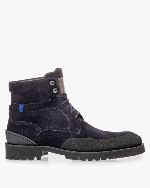 Schn&uuml;rstiefel blau Wildleder