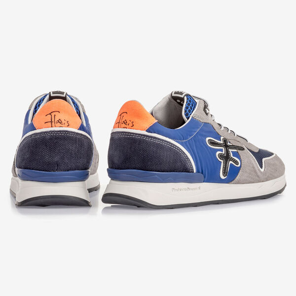 Grey and blue suede leather sneaker