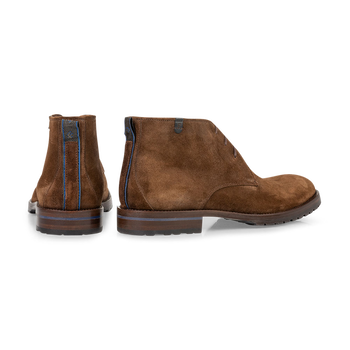 Lace boot suede cognac