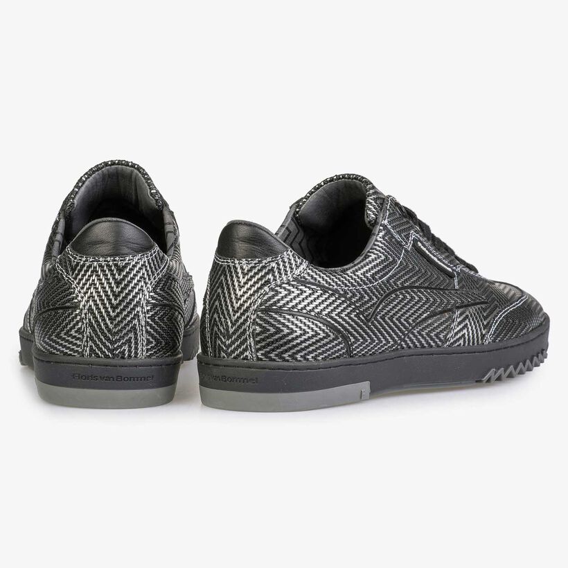 Premium sneaker with metallic herringbone pattern