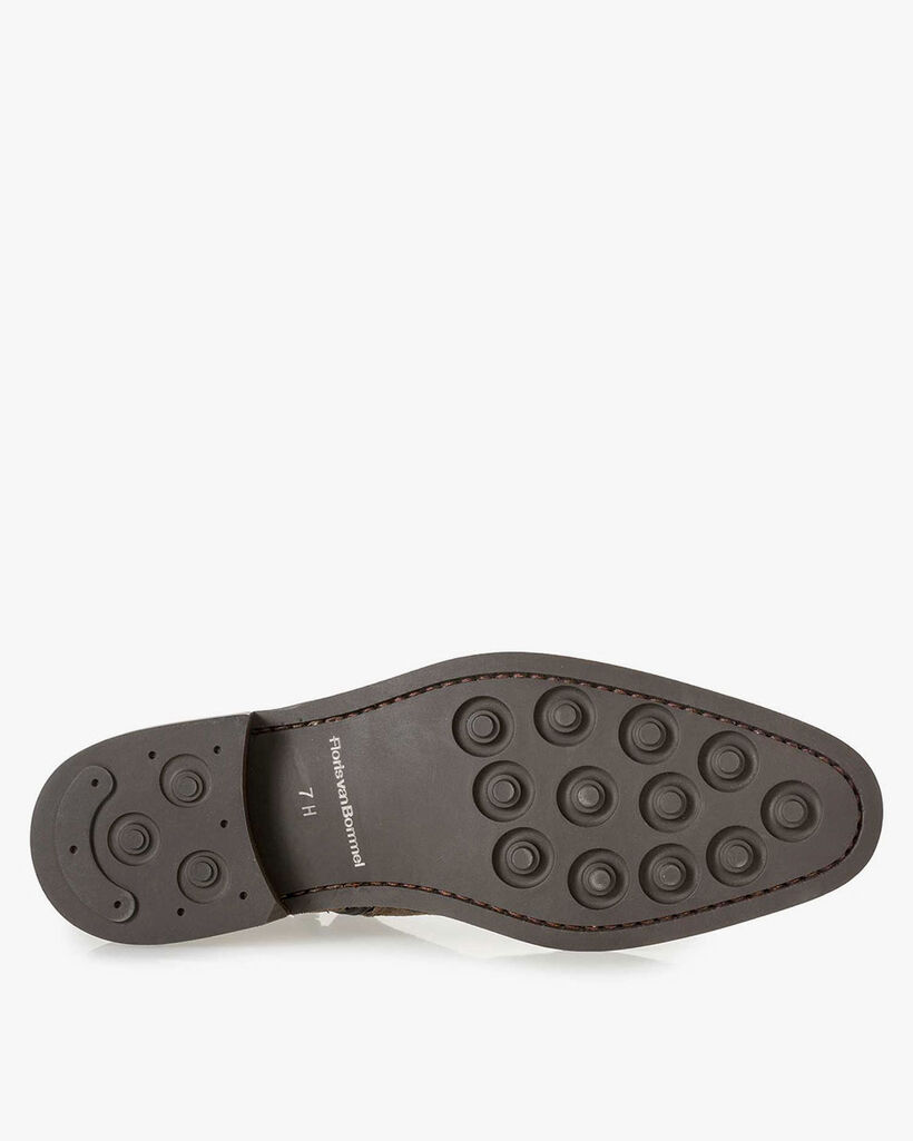 Taupe Monk-Schnallenschuh Wildleder