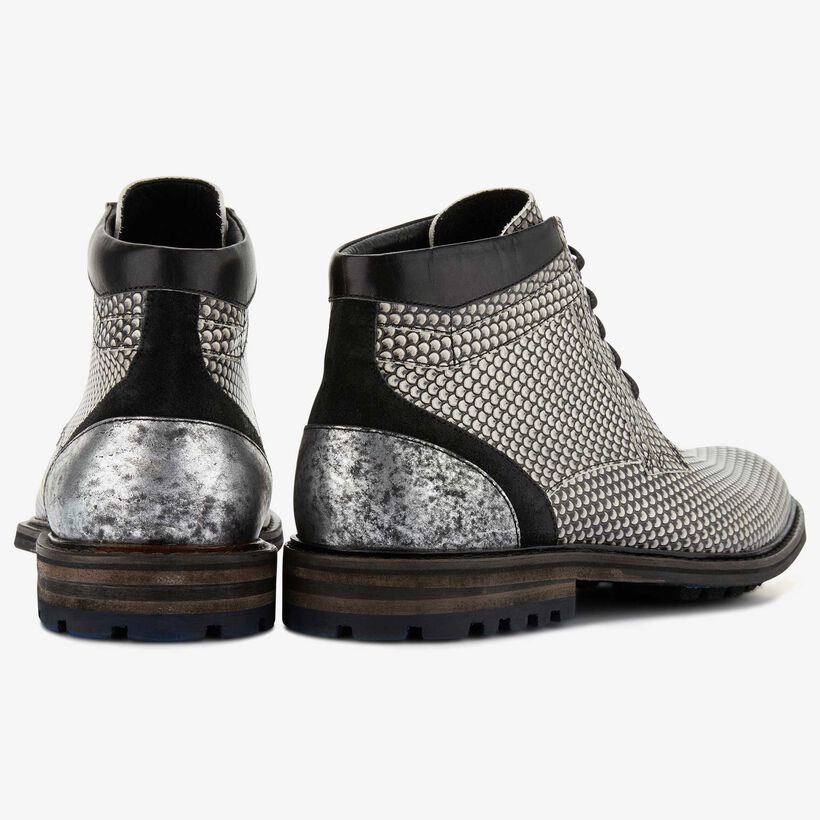 Floris van Bommel grey leather men’s lace boot 