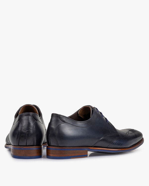 Lace shoe calf leather blue