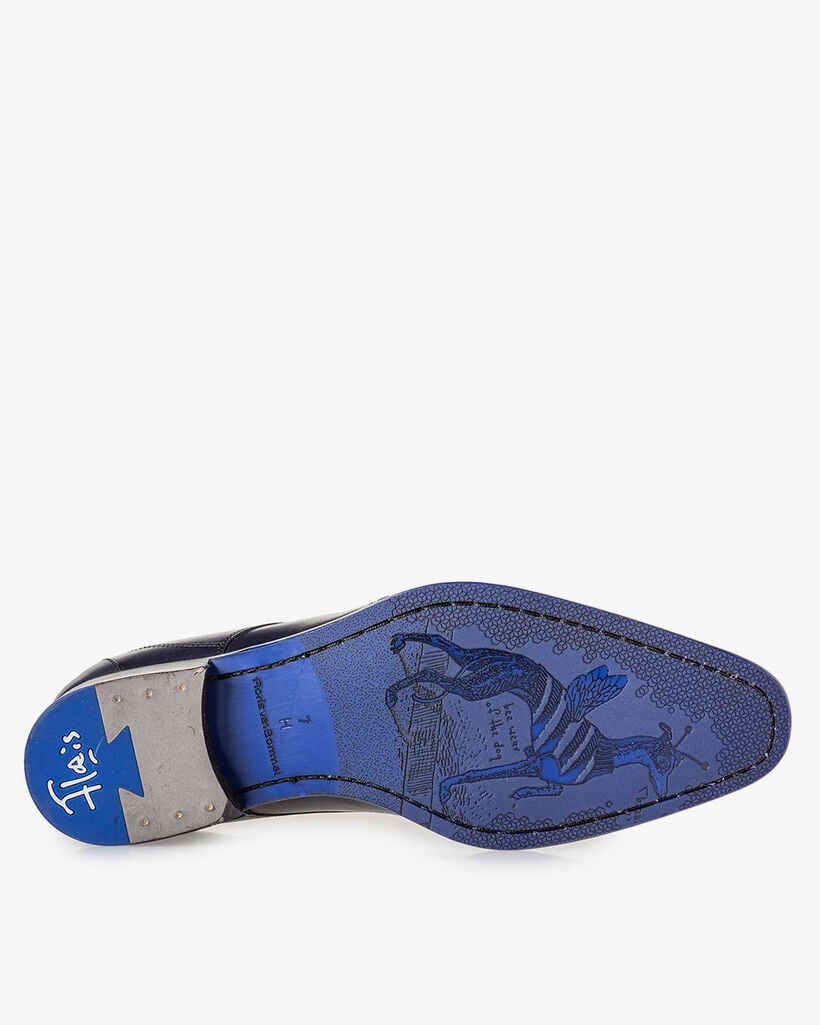 Lace shoe dark blue calf leather