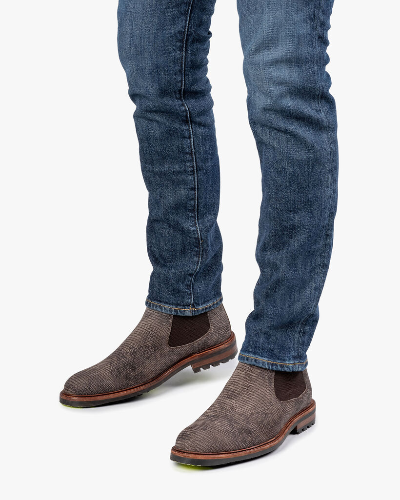 Chelsea Boot Reptilienprint dunkelgrau