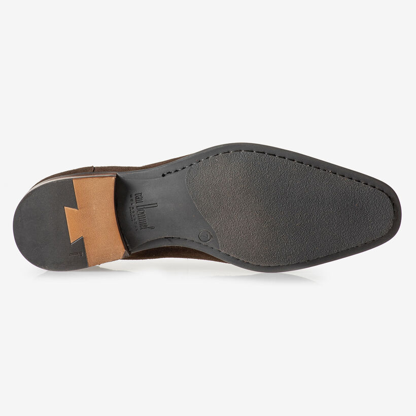 Dark brown suede leather loafer