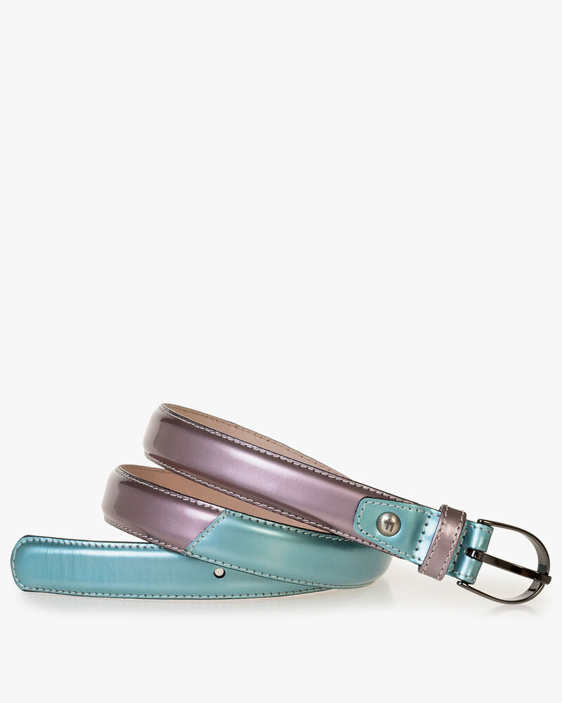 Belt patent leather light blue