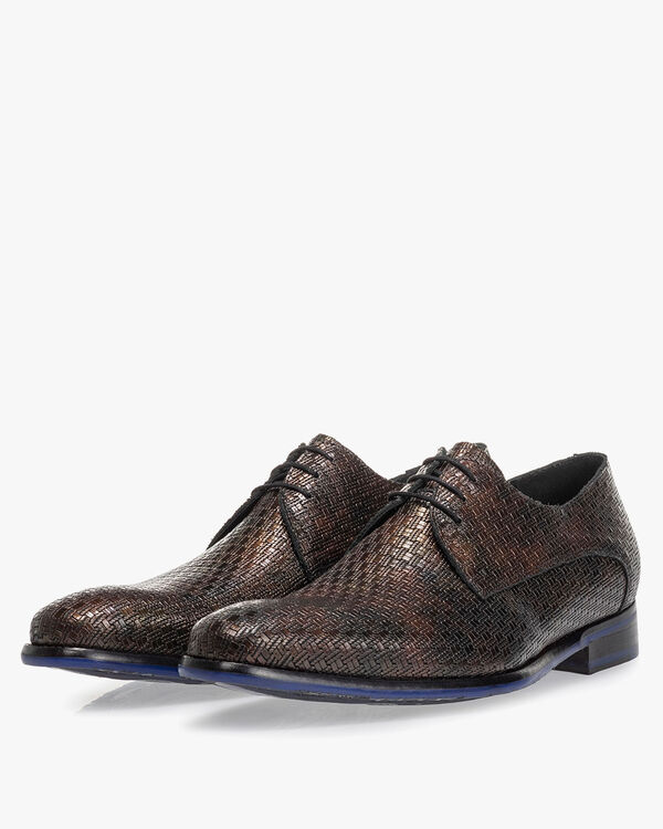 Schn&uuml;rschuh Metallic-Print bronze