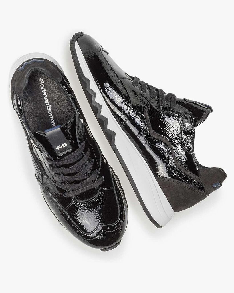 Black patent leather sneaker