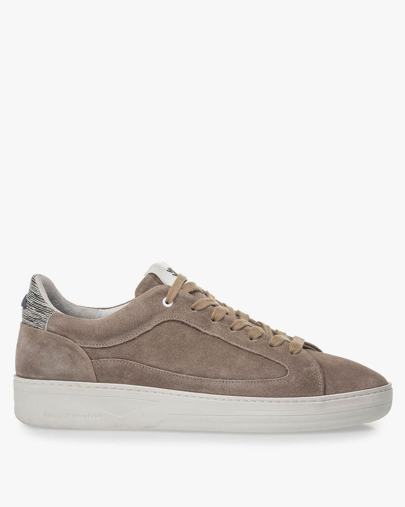 Taupe-coloured suede leather sneaker