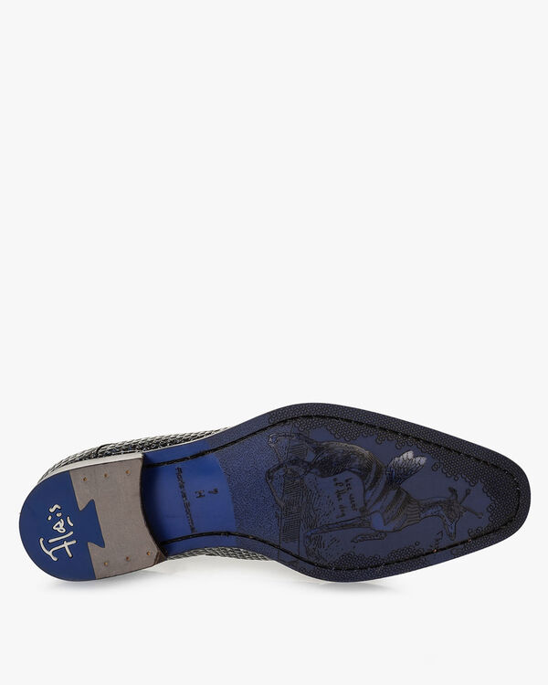 Schn&uuml;rschuh Leder-Print schwarz-wei&szlig;