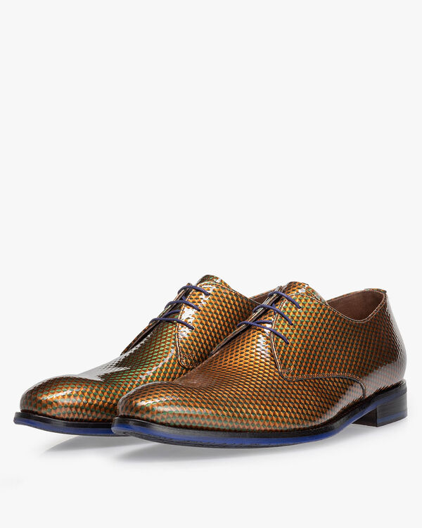 Schn&uuml;rschuh Lackleder gr&uuml;n