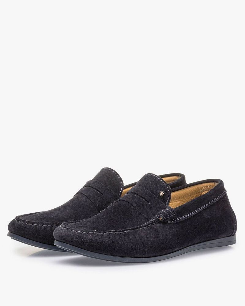Dunkelblauer Wildleder-Loafer