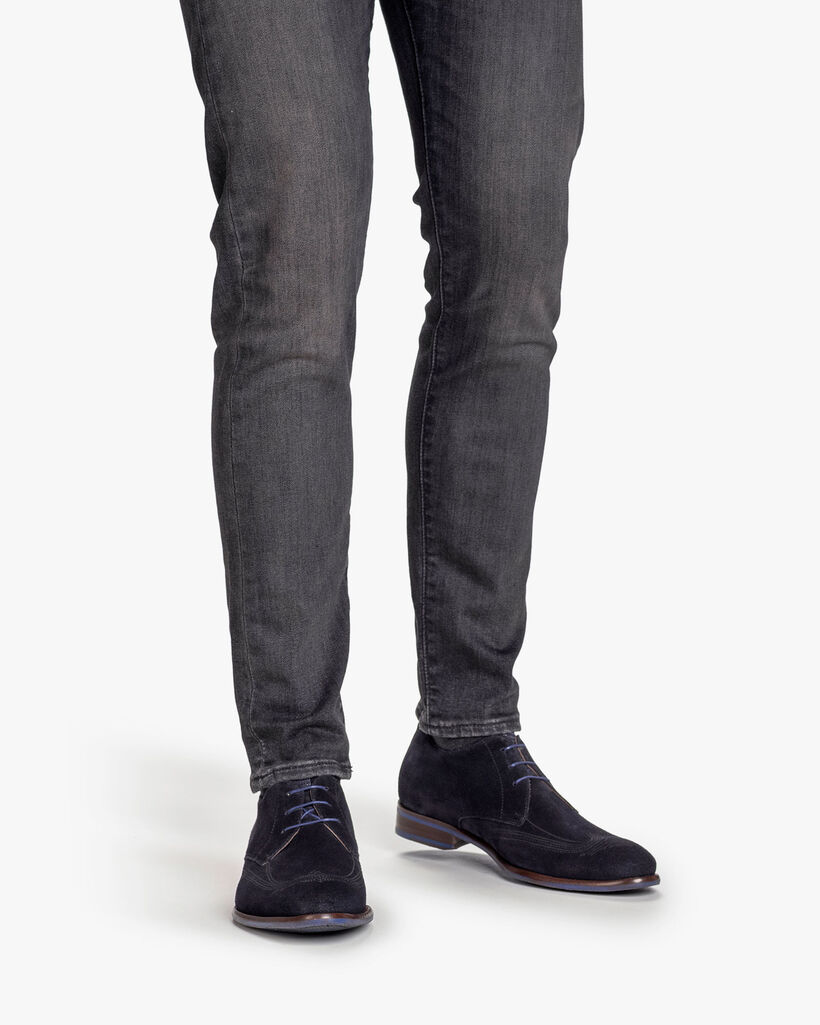 Lace shoe suede dark blue