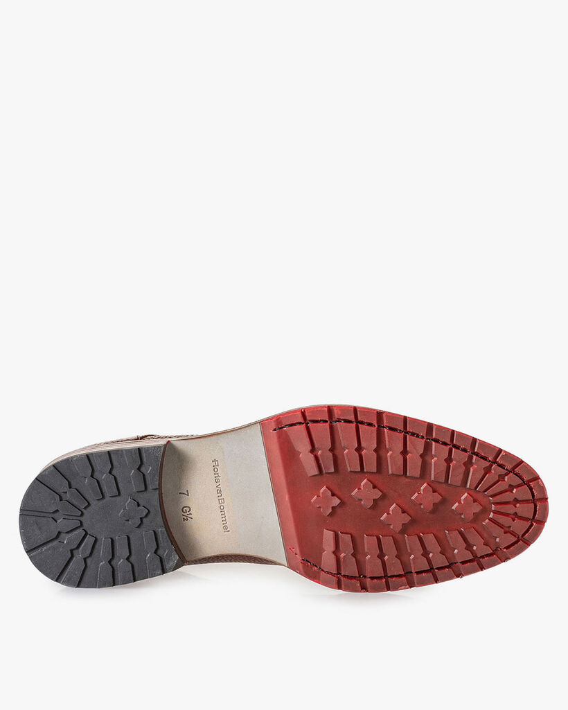 Schn&uuml;rstiefel Strukturleder cognac