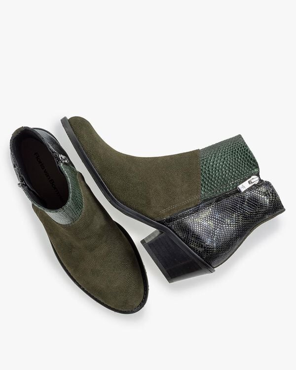 Ankle boot printed suede green