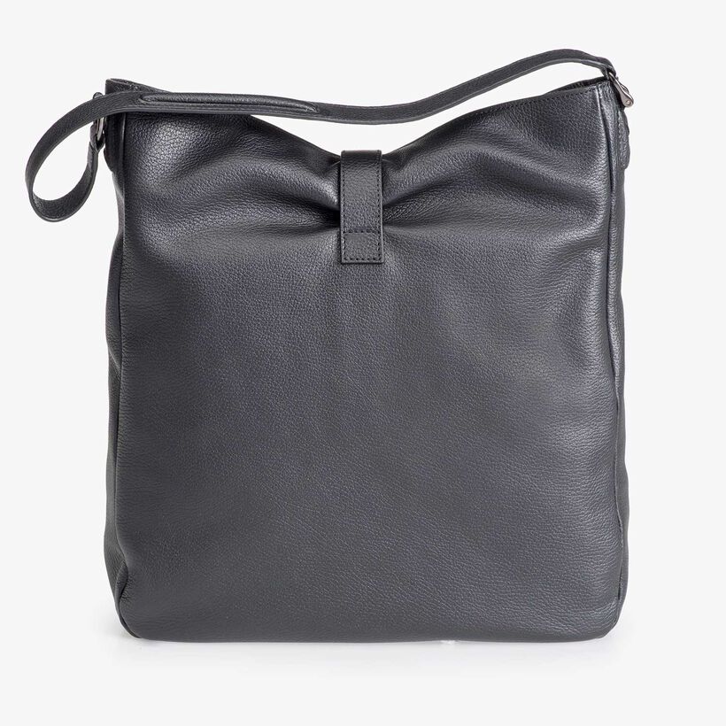 Black nubuck leather shoulder bag