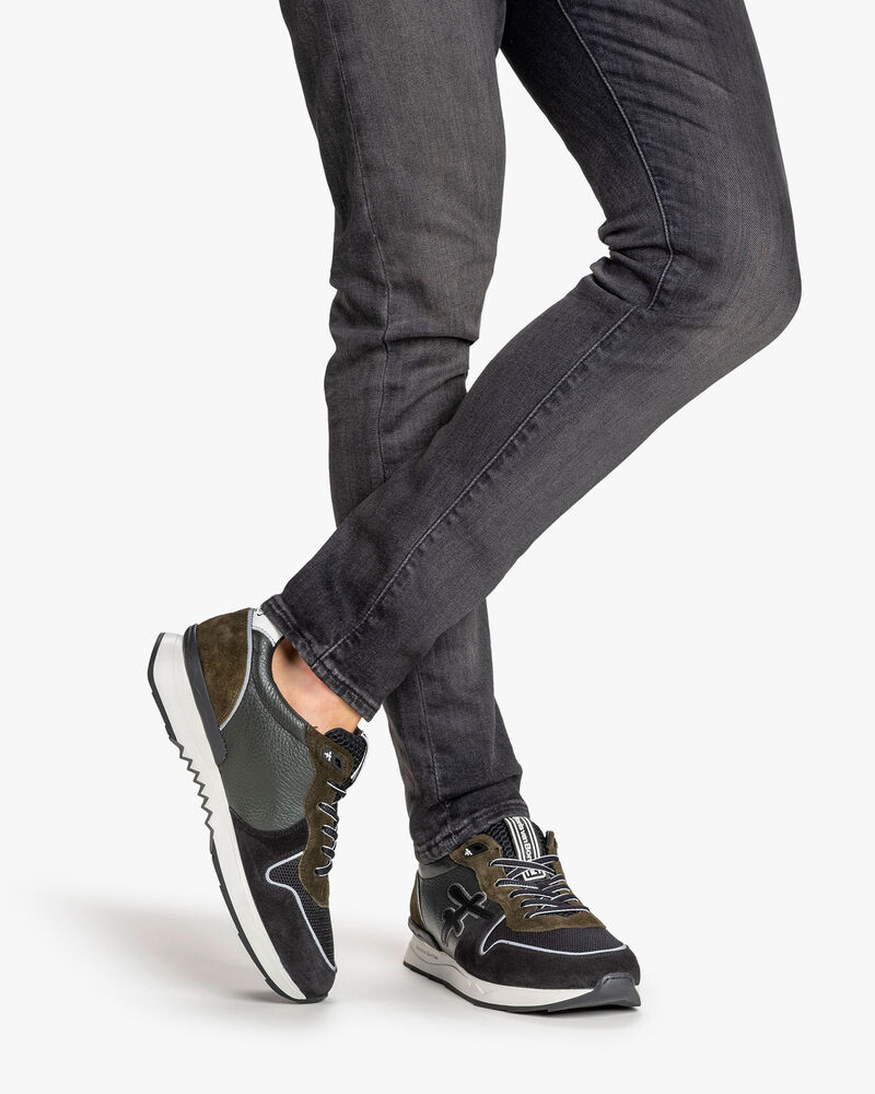 Sneaker Wildleder dunkelgr&uuml;n/schwarz