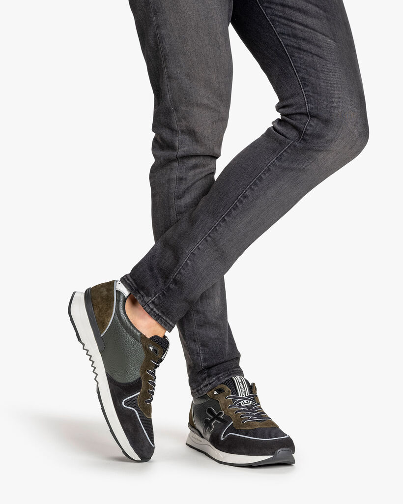 Sneaker Wildleder dunkelgr&uuml;n/schwarz