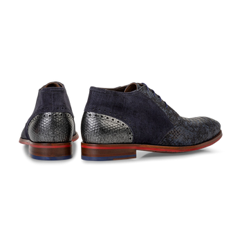 Schn&uuml;rstiefel Nubukleder dunkelblau