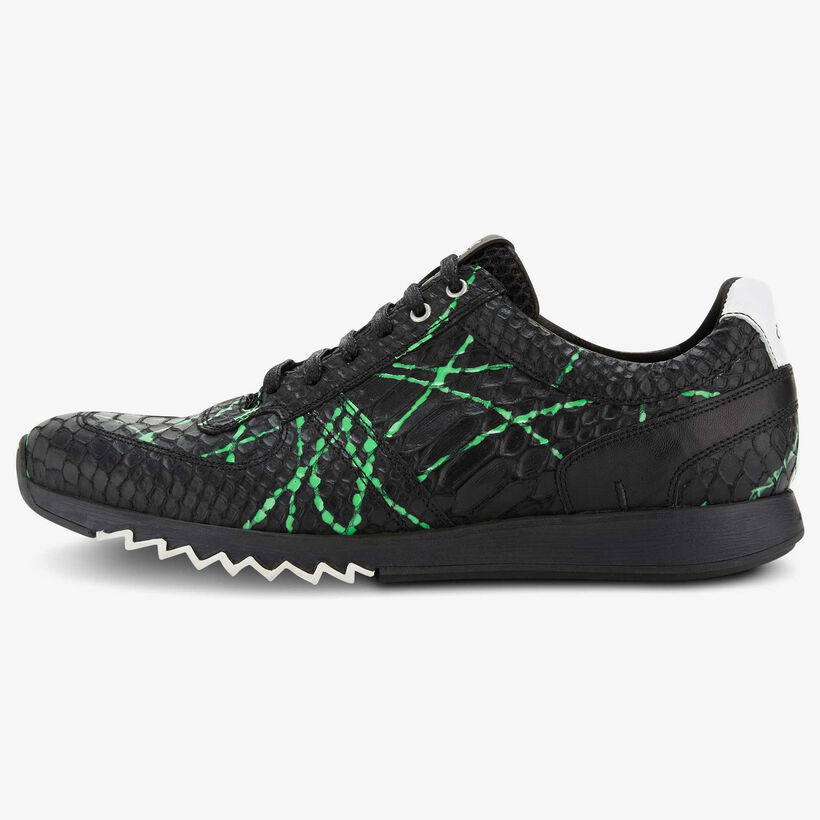 Floris van Bommel black-green leather sneaker in snake print 
