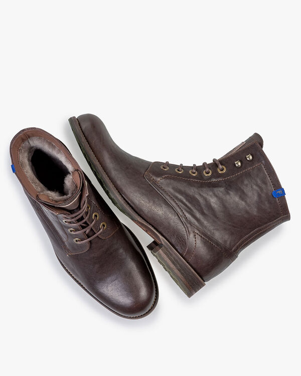 Gef&uuml;tterter Schn&uuml;rstiefel dunkelbraun