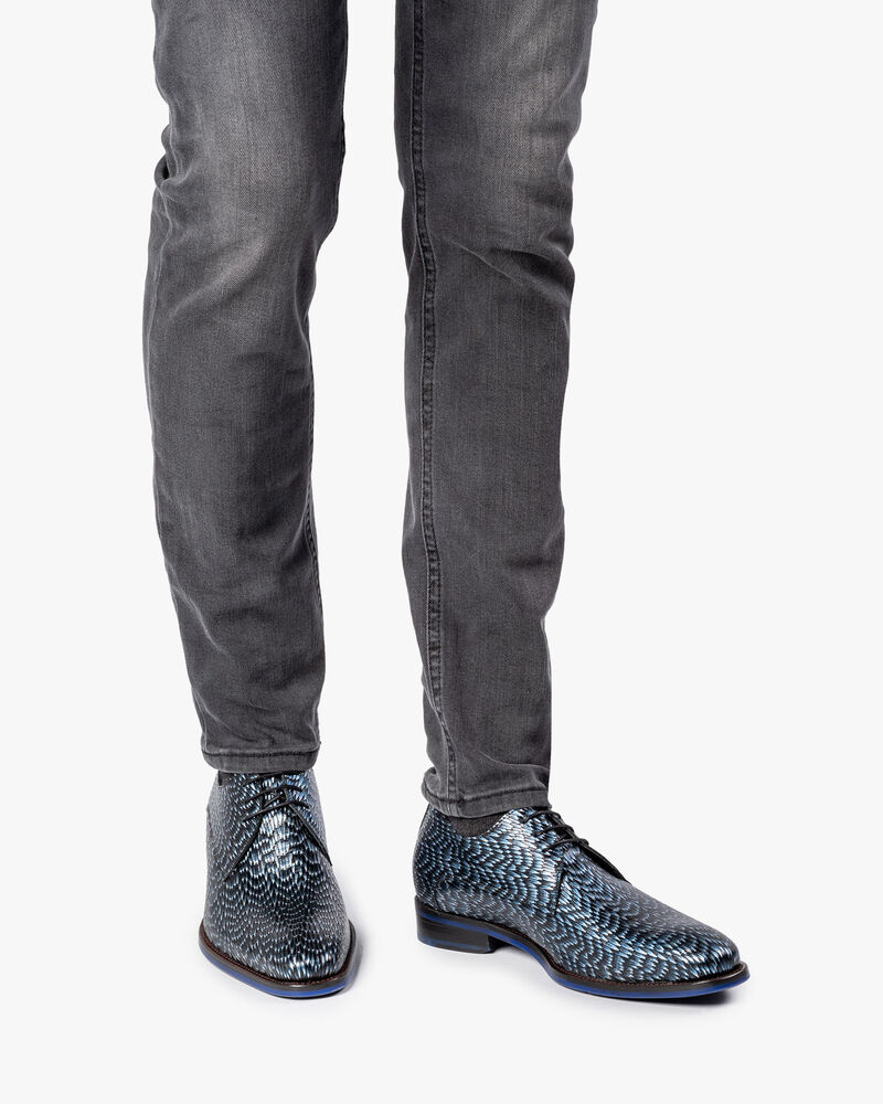 Schn&uuml;rschuh metallic blau