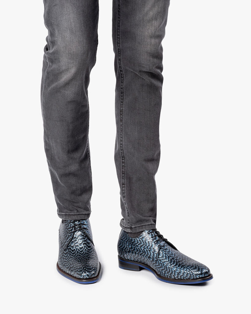 Schn&uuml;rschuh metallic blau