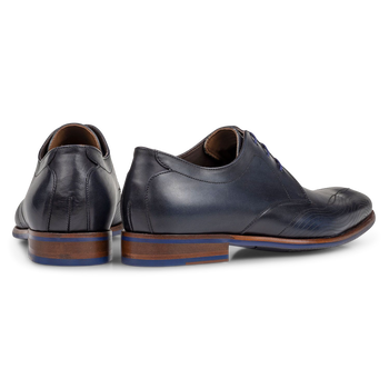 Lace shoe calf leather blue