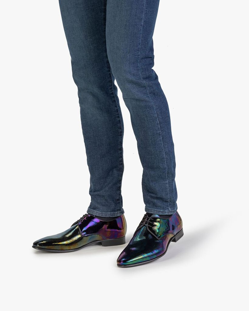 Schn&uuml;rschuh Multicolor Lackleder