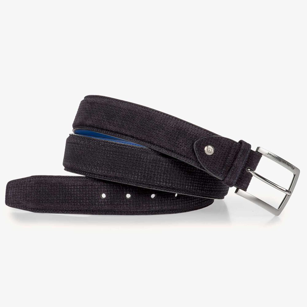 Suede leather belt with subtle structural pattern