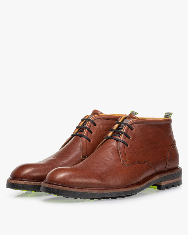 Lace boot leather cognac