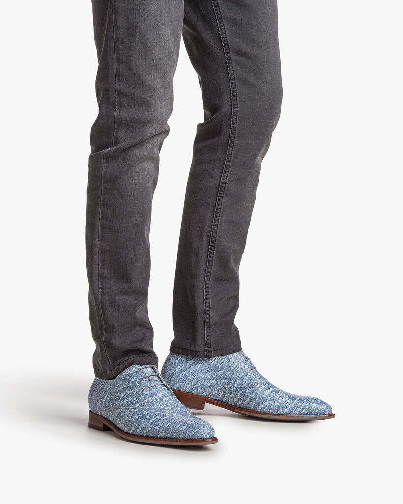 Lackleder-Schn&uuml;rschuh mit Krokoprint