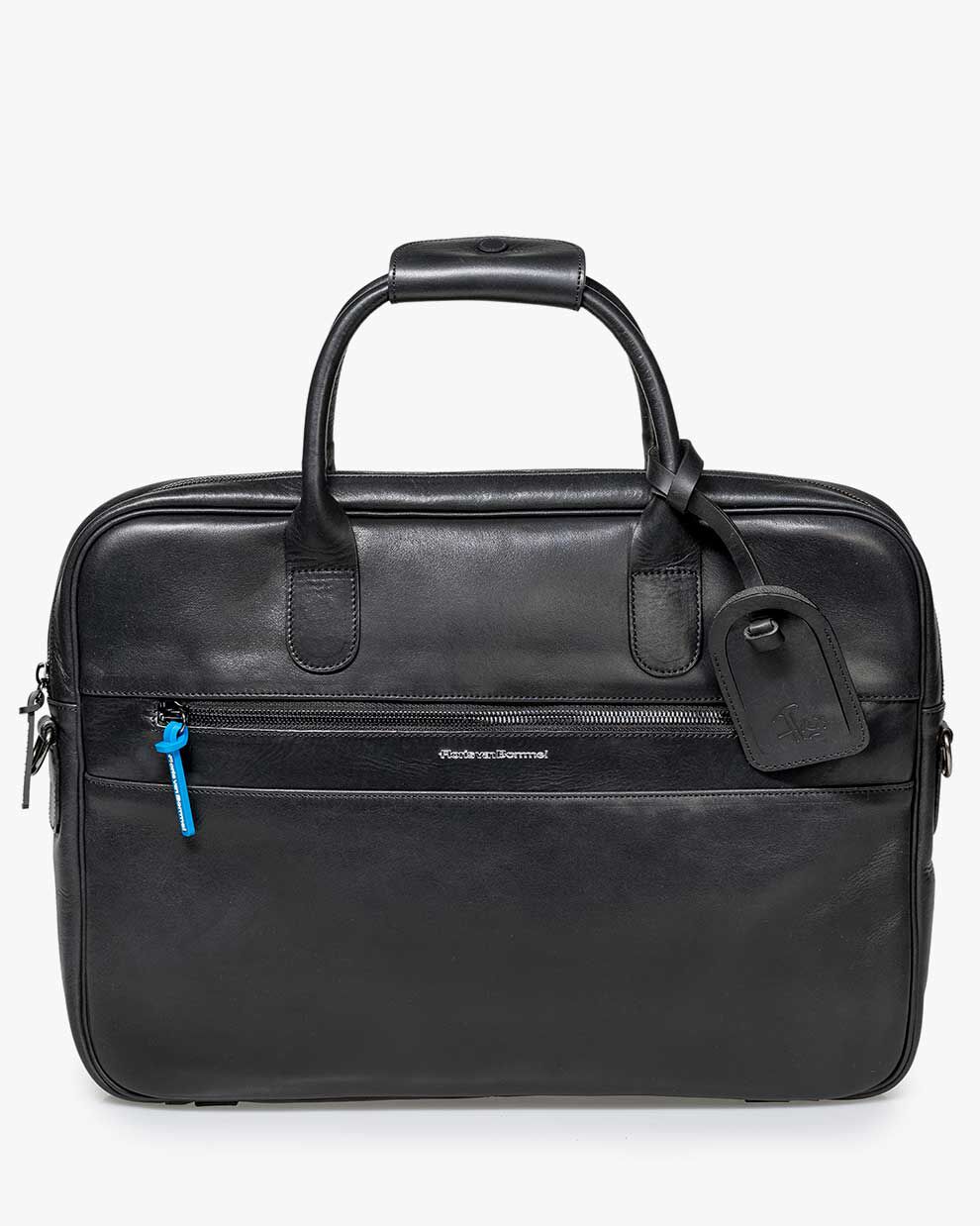 Black leather office bag top