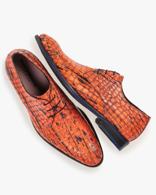 Schn&uuml;rschuh Lackleder orange