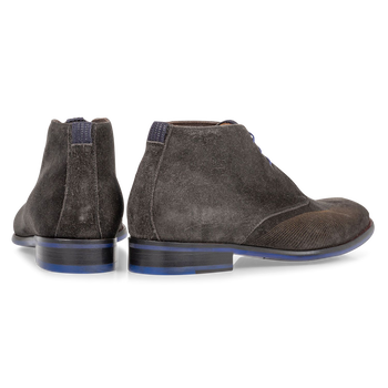 Schn&uuml;rstiefel grau mit Print