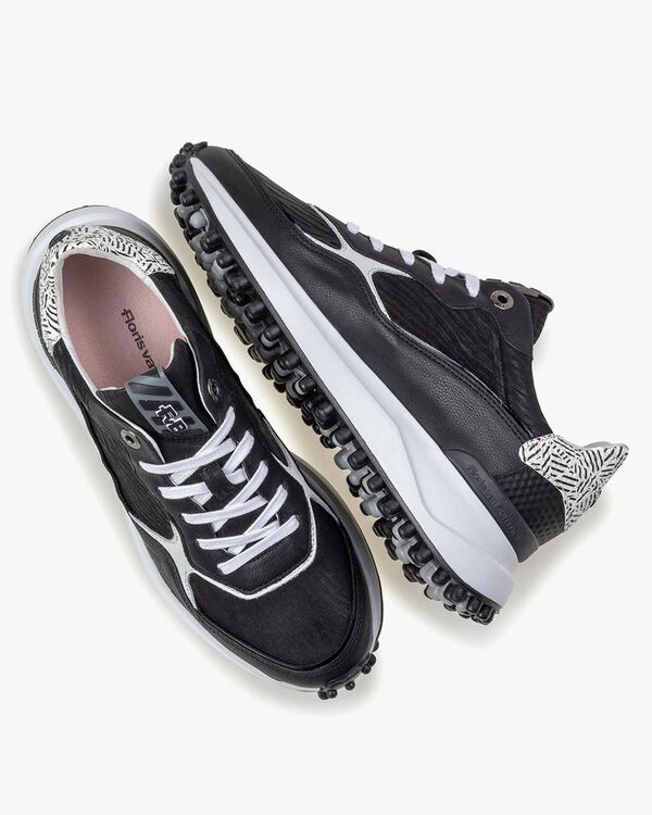 Noppi Leder mit Print schwarz