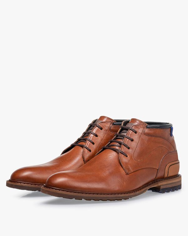 Schn&uuml;rstiefel Leder cognac